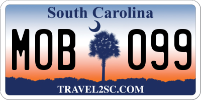 SC license plate MOB099