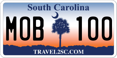 SC license plate MOB100