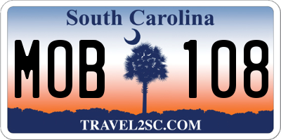 SC license plate MOB108