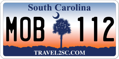 SC license plate MOB112