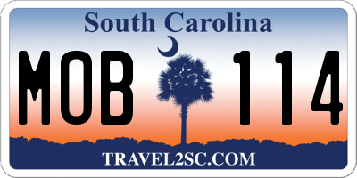SC license plate MOB114