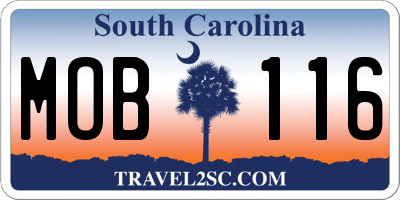 SC license plate MOB116