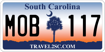SC license plate MOB117