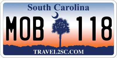 SC license plate MOB118