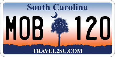 SC license plate MOB120