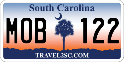 SC license plate MOB122