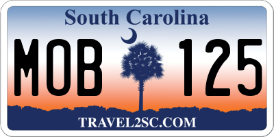SC license plate MOB125