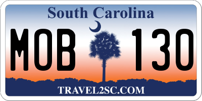 SC license plate MOB130