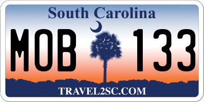 SC license plate MOB133