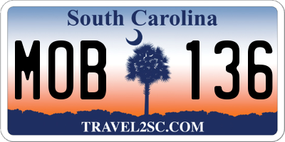 SC license plate MOB136