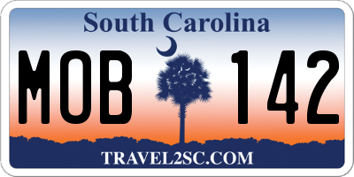 SC license plate MOB142