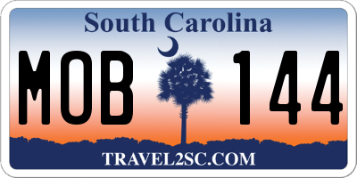 SC license plate MOB144