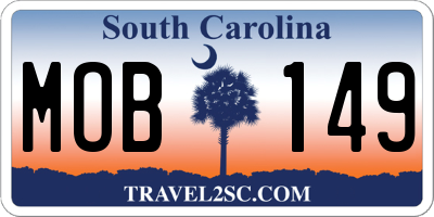 SC license plate MOB149