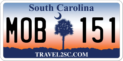 SC license plate MOB151