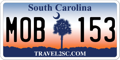 SC license plate MOB153