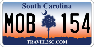 SC license plate MOB154