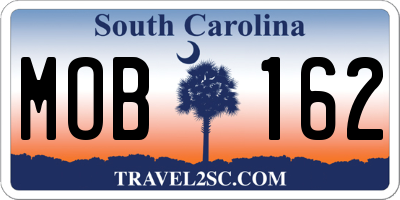 SC license plate MOB162