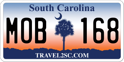 SC license plate MOB168