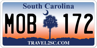 SC license plate MOB172
