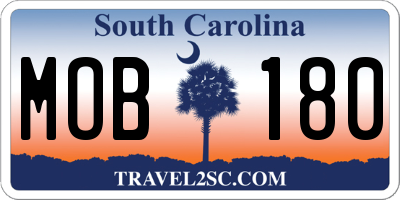 SC license plate MOB180