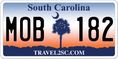 SC license plate MOB182