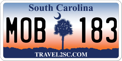 SC license plate MOB183