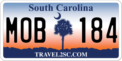 SC license plate MOB184