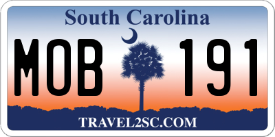 SC license plate MOB191