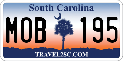 SC license plate MOB195