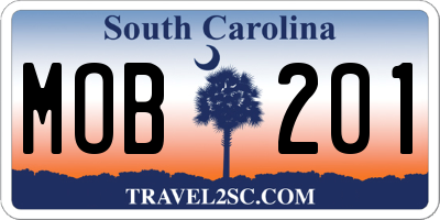 SC license plate MOB201