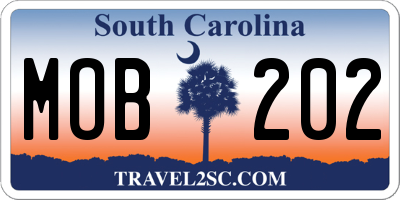 SC license plate MOB202