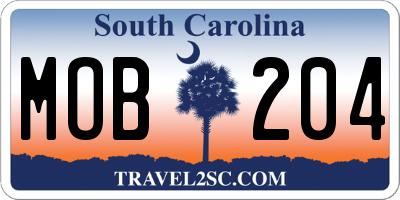 SC license plate MOB204