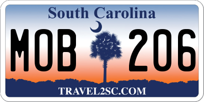 SC license plate MOB206