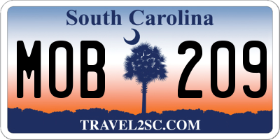 SC license plate MOB209