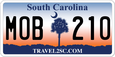 SC license plate MOB210