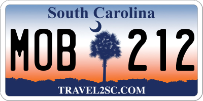 SC license plate MOB212