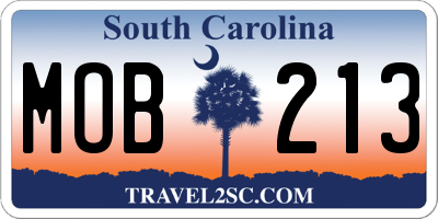 SC license plate MOB213
