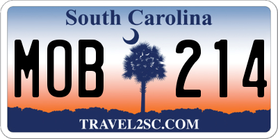 SC license plate MOB214