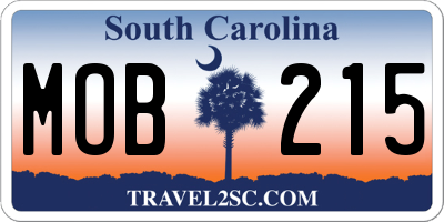 SC license plate MOB215