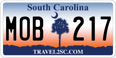 SC license plate MOB217
