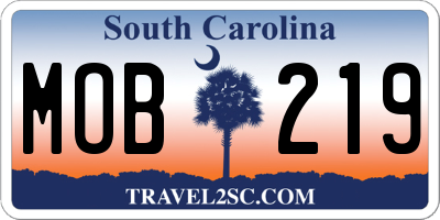 SC license plate MOB219
