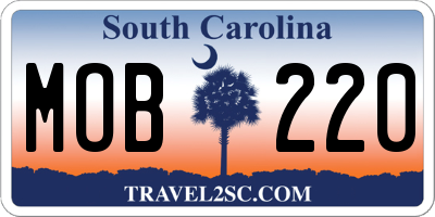 SC license plate MOB220