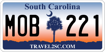 SC license plate MOB221