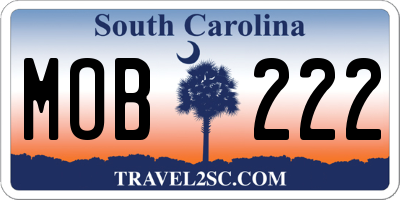 SC license plate MOB222
