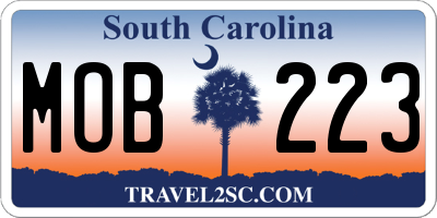 SC license plate MOB223