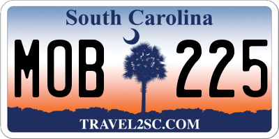 SC license plate MOB225