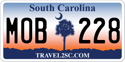 SC license plate MOB228
