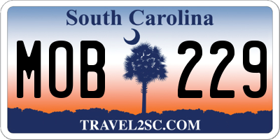 SC license plate MOB229
