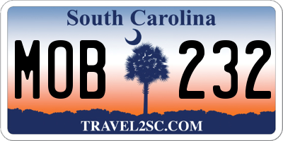 SC license plate MOB232