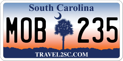SC license plate MOB235
